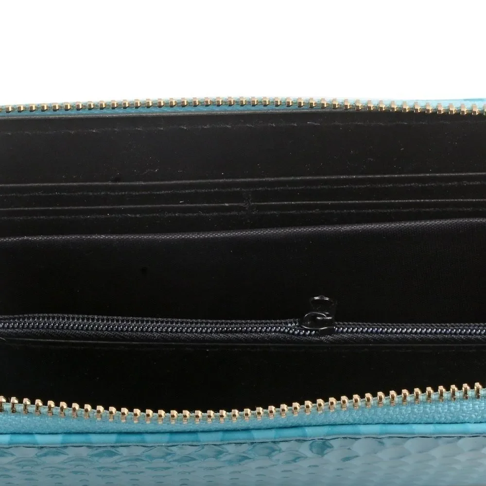 Wallet Over Size Clutch Zip Embossed Faux Leather